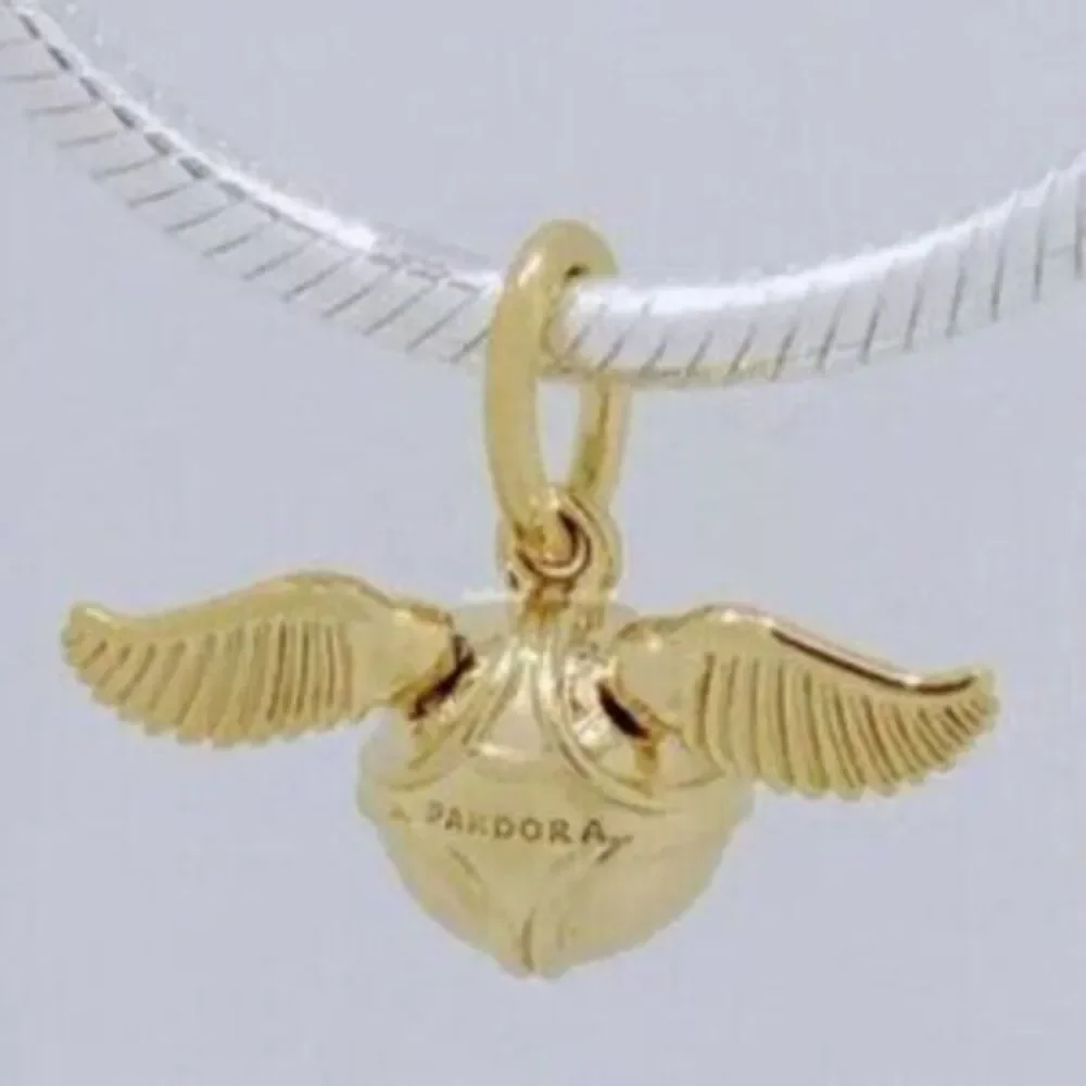 New Pandora Shine Gold Harry Potter Golden Snitch Wings Pendant Charm
